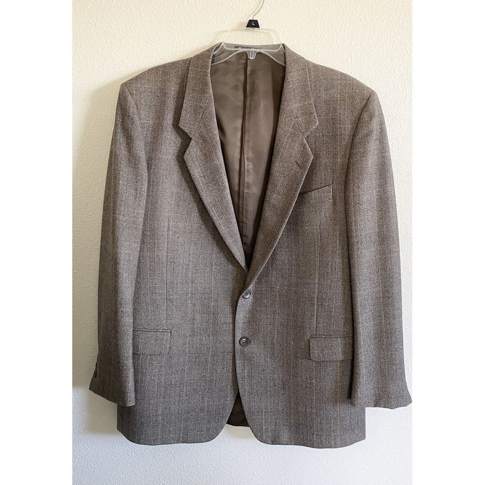 VITTORIO REX Italy 100% Pure Wool Men's 44R  Brown Tweed Sport Coat 2 Button